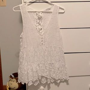 White American eagle eyelet tank